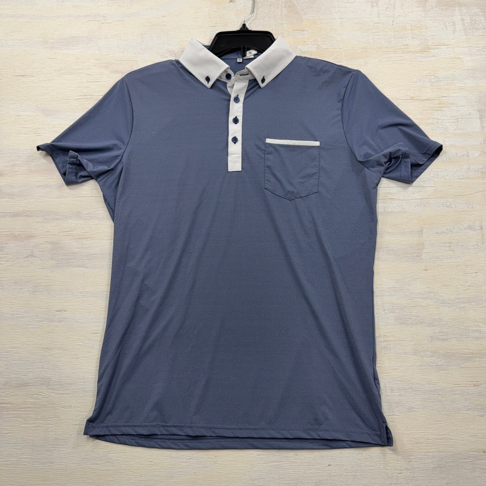 State and Liberty Item Type Tech Polo Contrast Collar Blue Mens Medium